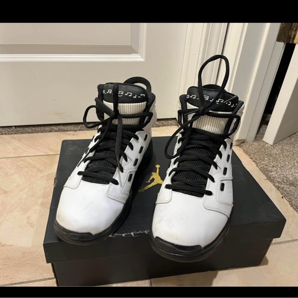 Jordan White and Black High-Top Sneakers